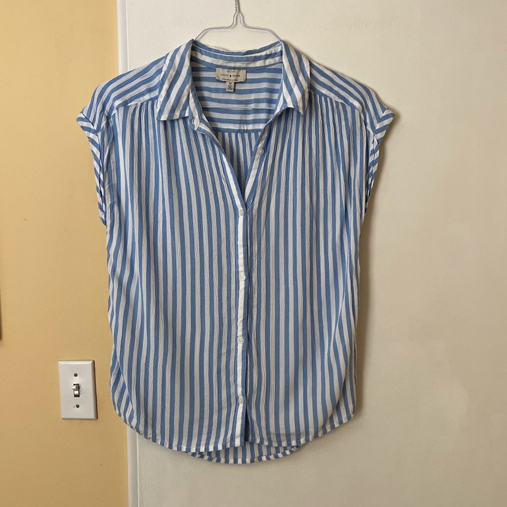 Lucky Brand Blue and White Striped Button-Down Shirt